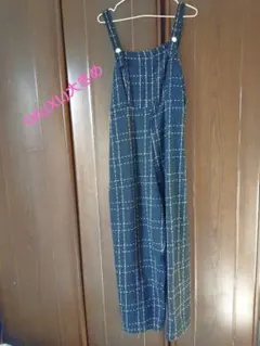 大きいサイズ チェックのサロペットパンツ 1XL(XL) 大きめ