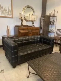 ヨーゼフ・ホフマン】クーブスツーシーター本革オーダーメイドソファ