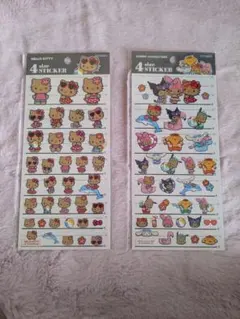 4サイズステッカー 日焼け サンリオ キティ2種セット