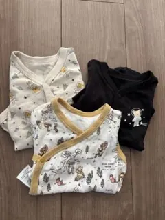 【美品】西松屋UNIQLO ベビー服　肌着ロンパース3枚セット 60㎝