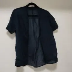 earth music&ecology ネイビー 半袖シースルーシャツ F