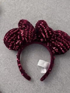 ディズニー スパンコールカチューシャ ワインレッド