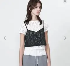 未使用＜ASTRAET＞レース ショート キャミソール　ダークグレーのサムネイル