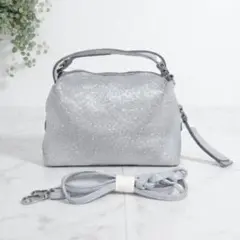 ✨美品✨ジャンニキャリーニ　アリファ S　ショルダーバッグ　シルバーラメ