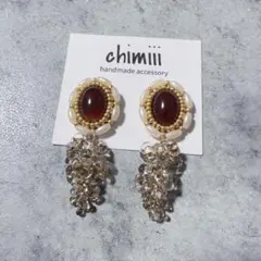 No.903 ハンドメイド　ビーズ刺繍　つぶつぶ　ピアス　イヤリング