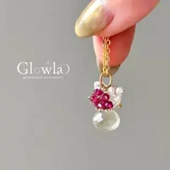 セイロンムーンストーンとルビーネックレス16kgp/サージカルステンレス　天然石