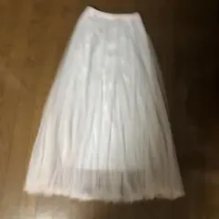 チュールスカートライトグレーロング丈フリーサイズ美品