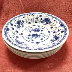 お値下げしました。【高級感】石浜産業 ブルー花柄 スープ皿 21.5cm 5枚のサムネイル