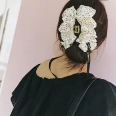 LOWRYS FARM ポーチ付きpuripuriヘアバンズ【サテンドット】