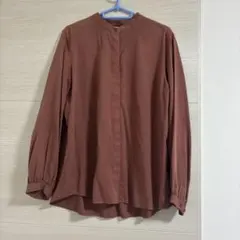 UNIQLO スタンドカラーシャツ ブラウン Mサイズ