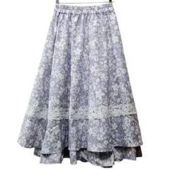 アクシーズファム 桜シリーズ フレアスカート 花柄 春 パステル レース 美品