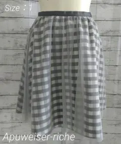 ♡Apuweiser-riche♡シースルー ギンガムチェックフレアミニスカート