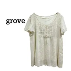 グローブ/grove 半袖シャツ ブラウス ドット柄 フレアスリーブ フェミニン