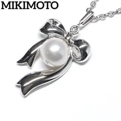 極美品✨MIKIMOTO ミキモト アコヤパール　ネックレス　リボン　シルバー