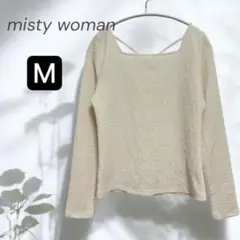 misty woman スクエアネック クロス カットソー 長袖 アイボリー