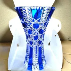 新品カガミクリスタル江戸切子八角籠目文クリスタルカットフラワーベース花瓶薩摩切子 新品カガミクリスタル江戸切子八角籠目クリスタルカットフラワーベース