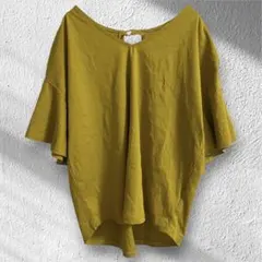 オゾック　カットソー　半袖　フレアスリーブ　Tシャツ　Vネック　マスタード　Mのサムネイル