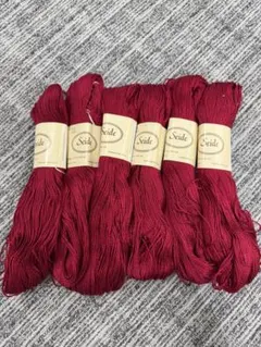 Seide 100%シルク 毛糸　赤　まとめ売り　6束