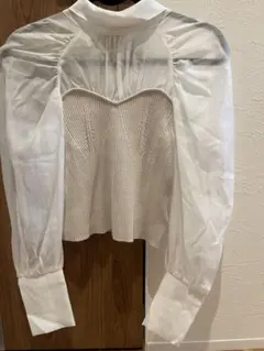 新品！MERCURY DUOリボン付きパフスリーブブラウス切り替えビスチェのサムネイル
