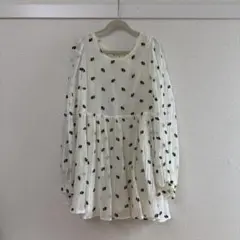 kastane フラワーステッチ ミニワンピース ホワイト