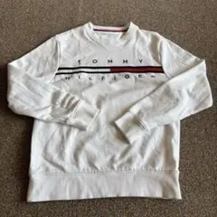 TOMMY HILFIGER トミー　ホワイト トレーナー 刺繍ロゴ　L