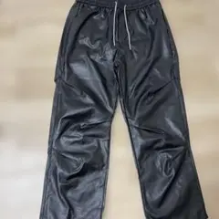 XL 黒 合成皮革パンツ ウエストゴム