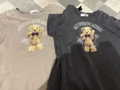 ALGYクマのイラスト Tシャツ ワンピース2色セット双子