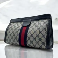 良品 オールドグッチ セカンドバッグ クラッチ シェリーライン GGスプリーム