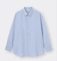 ジーユーGU イージーケアシアーオーバーサイズシャツ　Sサイズ ブルー