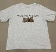 ユニクUT cat ネコ Tシャツ　ライトグレー　L