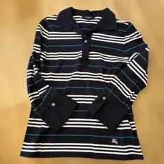 Burberryロンドン　ストライプ柄 長袖ボーダー トップス　ポロシャツ　ロゴ