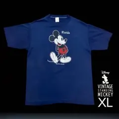 80s Disney ビンテージ 白足 ミッキー XL 紺 ネイビー USA製