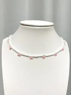 <F8-Z>ミニさくらんぼネックレス　ピンク　やや短め