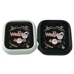 Apple Watch 41mmケース2個セット アップルウォッチカバー白/黒