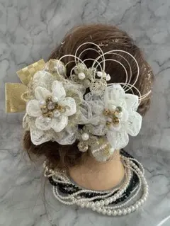 ꫛꫀꪝ✧No.2310 一推し！レースつまみ細工　髪飾りセット　卒業式　成人式