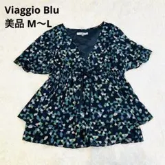 Viaggio Bluビアッジョブルー【シフォンチュニック】M〜L リボン幾何学のサムネイル