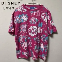 東京ディズニーリゾート Tシャツ 総柄 ピンク Lサイズコットン100％のサムネイル