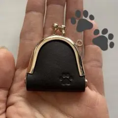 本革　肉球刻印　ブラック　ミニミニがま口