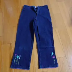花柄刺繍 デニムパンツ ロングパンツのサムネイル