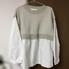 【美品】niko and ... レイヤードニットトップス 長袖 グレー