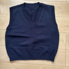 SHEIN ネイビー Vネック ノースリーブ ニットベスト L