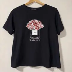 新品同様/未使用セラビnovo ✖️novo 花柄ブラック半袖Tシャツ日本製38Mのサムネイル