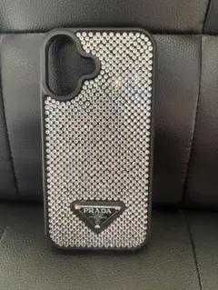 PRADA iphone17ケース ラインストーン クリスタル 三角ロゴ 正規品