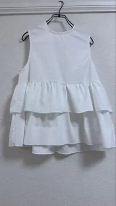 ホワイト ティアード ノースリーブシャツ L しまむら　アベイル