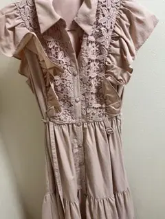 レディアゼル　夏服　ピンク レース フリル シャツワンピース　新品