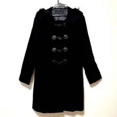 ROSSO VERDE BLU ファー付き黒ダッフルコート9号サイズ