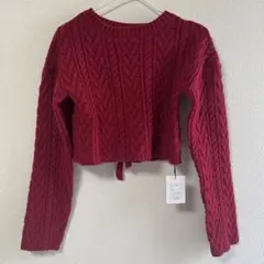 赤いクロップドニット セーター