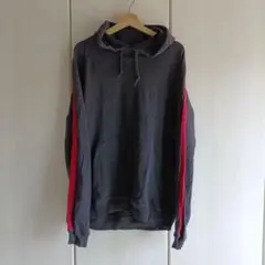 NAUTICA　グレー フード付きパーカー 赤ストライプ