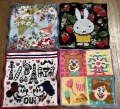 ミッフィー、リトルミー、ミッキー刺繍ハンカチ4枚セット