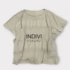 インディヴィ ティアード異素材半袖カットソー フレア シフォンのサムネイル